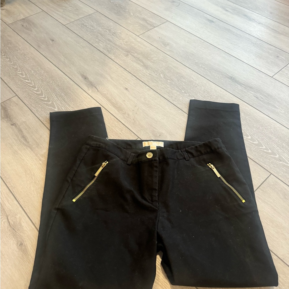 Michael Kors Black Pants with Gold Zippers